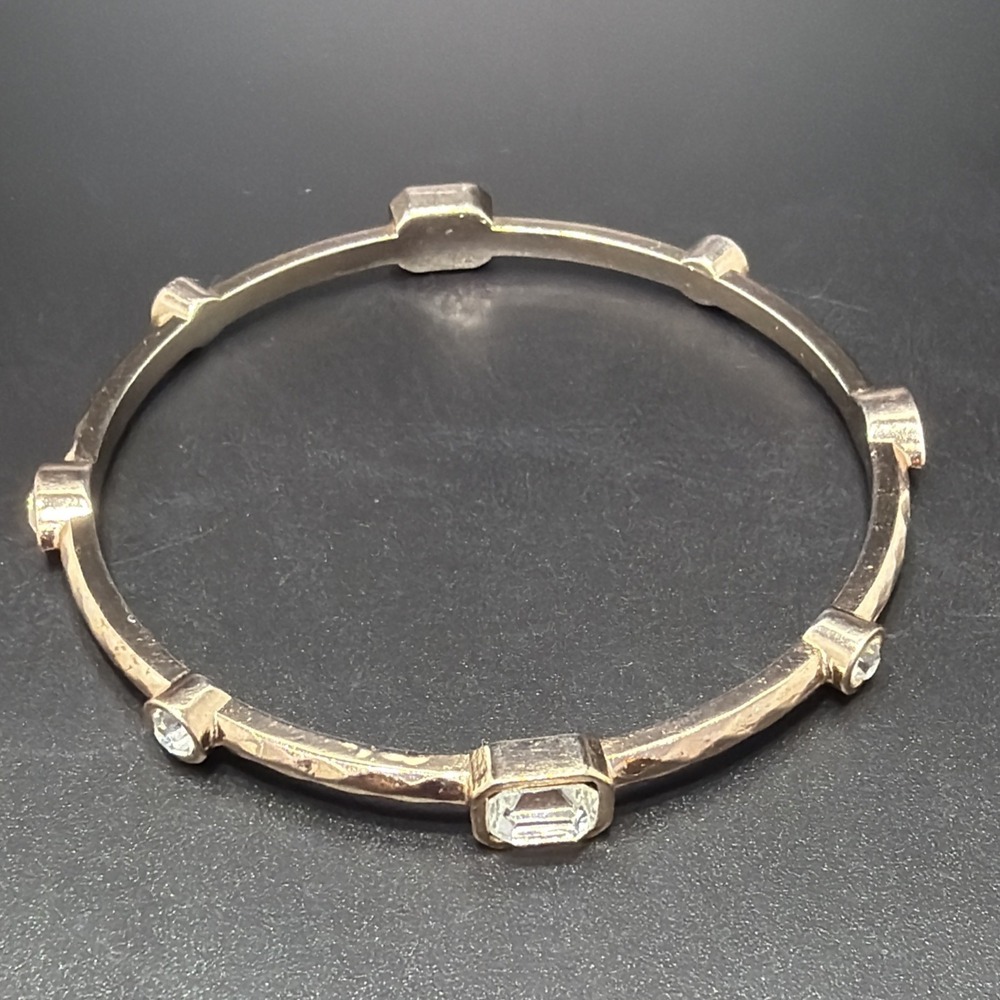 Estate Signed Graziano CN Rose Gold Tone Stackable Bangle Bracelets with CZ